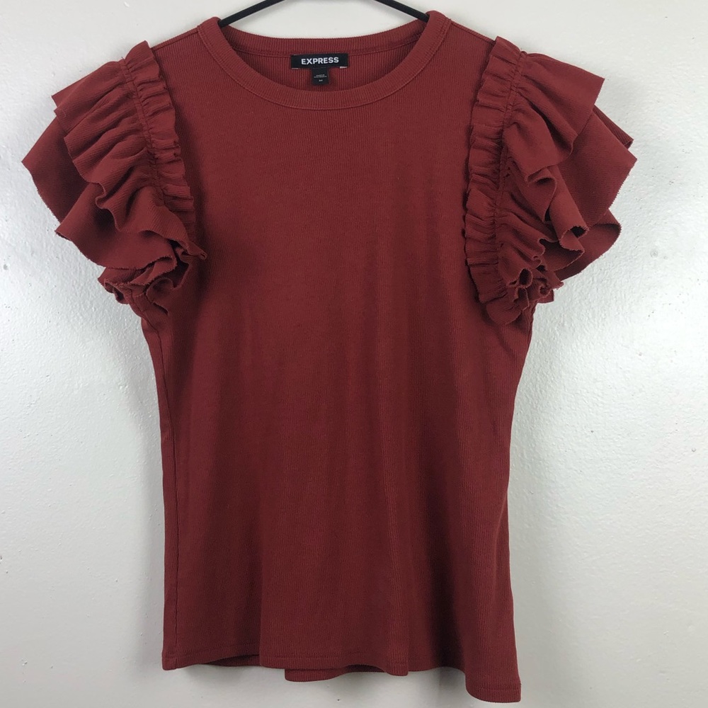 Express Fun Short Sleeve Orange Top - Picture 1 of 4